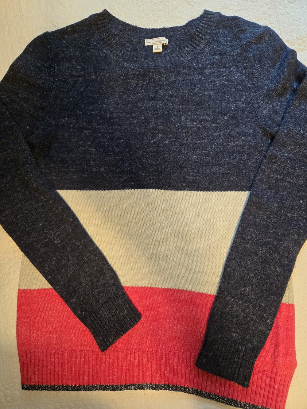 Women's Gap Crewneck Sweater - Navy, Gray & Pink